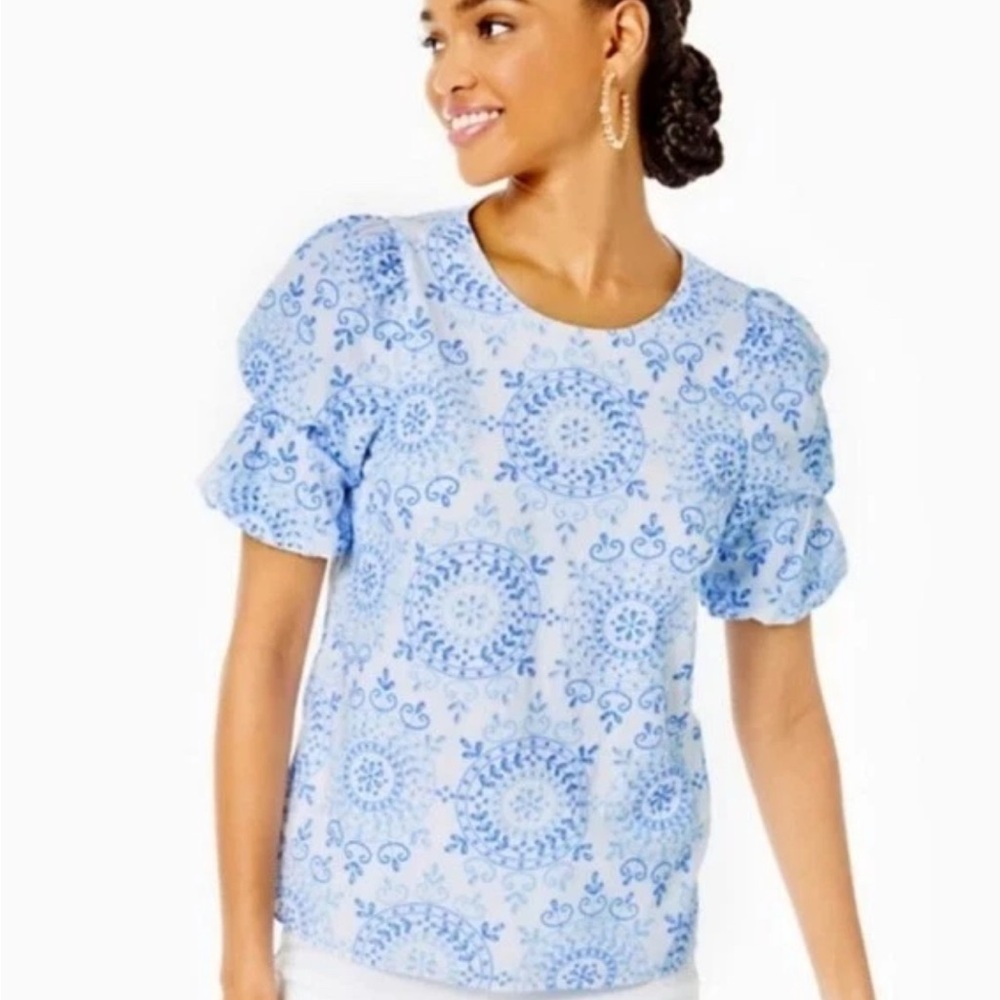 Lilly Pulitzer Lailah Short Sleeve Eyelet Top